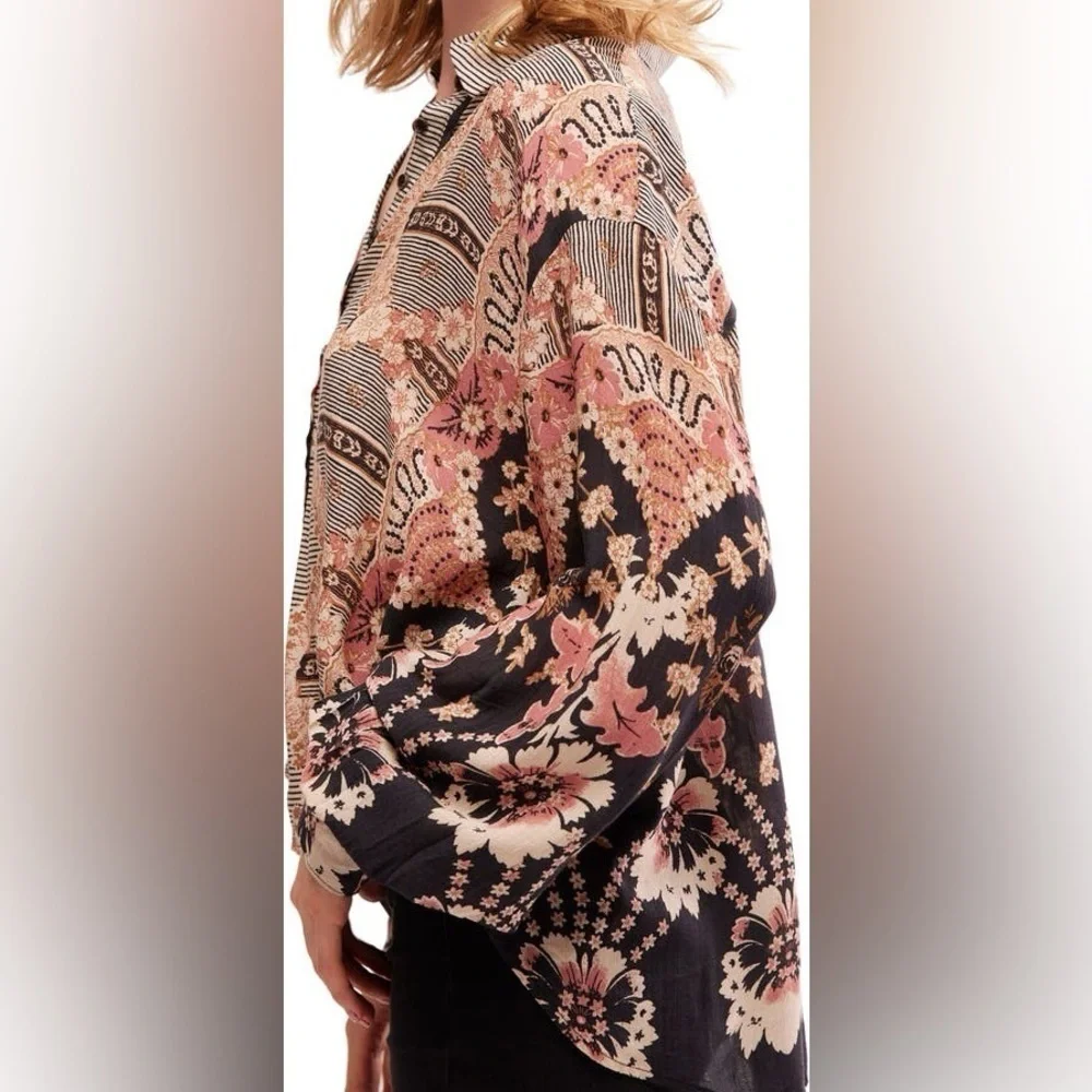 Free People Virgo Bay Button Shirt - M